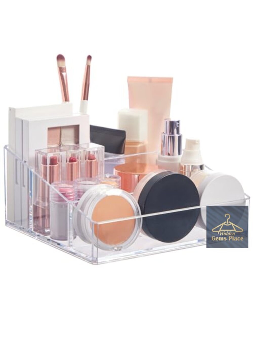 Clear Plastic Makeup Organizer Vanity Cosmetic Holder 4 Compartment